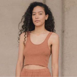 OZMA of California Maggie Crop Top in Sedona Pima Linen - XS - EUC